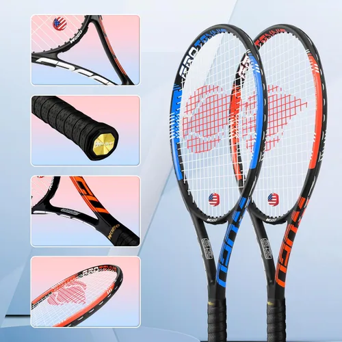 Miniatura 3 de Raqueta de tenis para 2 jugadores adultos, perfecta para principiantes y jugadores profesionales, raqueta de tenis de velocidad de 27", incluye