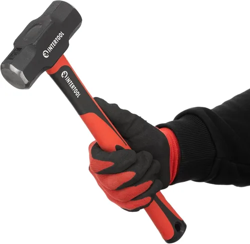Miniatura 7 de INTERTOOL Martillo de trineo de 4 libras, martillo de perforación/grieta pequeño, resistente con mango de fibra de vidrio antideslizante que absorbe