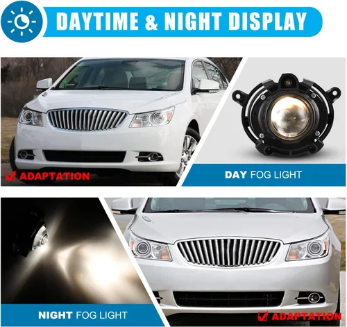 Miniatura 8 de CPW Luces antiniebla compatibles con Cadillac CTS 2008-2014 Premium 2008-2012 Chevy Malibu 2007-2009 Saturn Aura 2013-2016 Buick Encore Proyector