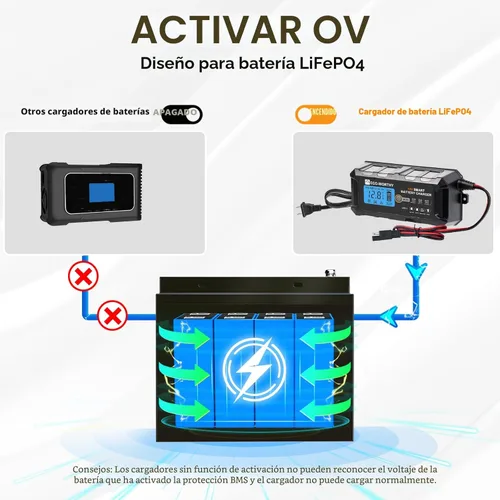 Miniatura 2 de ECO-WORTHY Cargador de batería inteligente automático de 12V 5A y pantalla LCD del mantenedor para la batería de plomo ácido y litio (LiFePO4)