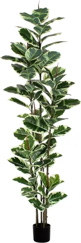 Miniatura 10 de FLOWORLD Planta de Árbol de Caucho Artificial de 43 pulgadas de Alto, Árbol de Ficus Sintético en Maceta, Decoración Tropical Falsa para Casa