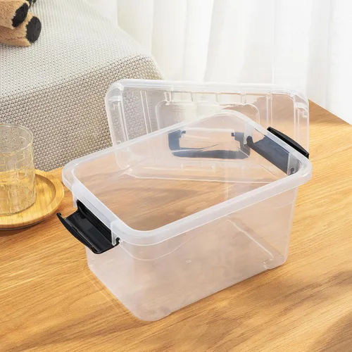 Miniatura 7 de Cetomo Paquete de 12 cajas de almacenamiento de 6 pulgadas de largo x 12 unidades, con tapas y asa para organización del hogar, dormitorio, oficina