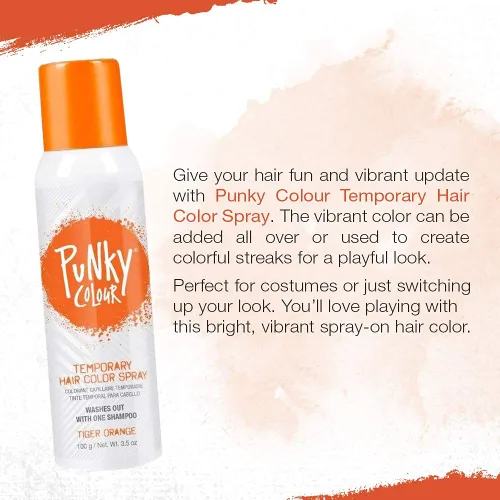 Miniatura 4 de Punky - Spray de color temporal para el cabello – naranja tigre, tinte temporal vívido al instante para mujeres, se lava, spray