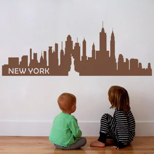Miniatura 8 de Vinilo adhesivo de pared de Nueva York, calcomanía de Nueva York, horizonte de Nueva York, decoración de pared, mural de pared gráfico para Negro