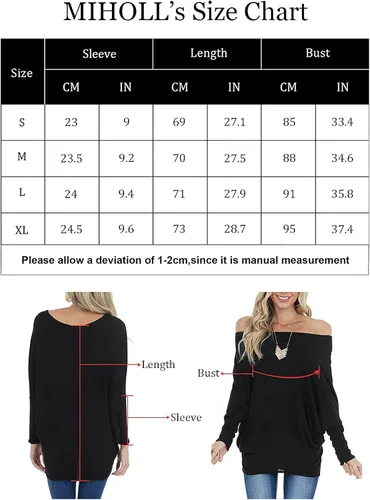Miniatura 7 de MIHOLL Blusa de manga larga para mujer, estilo murciélago, casual, holgada, Dolman, blusa