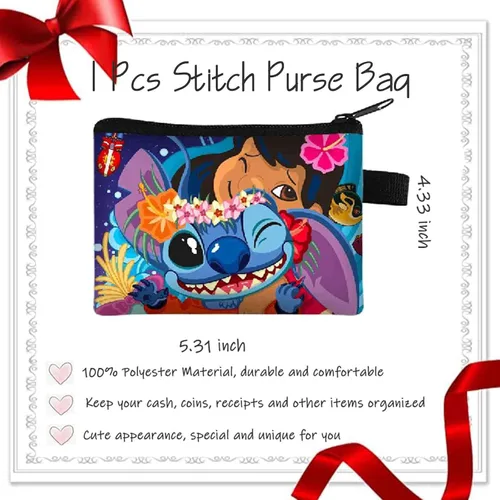 Miniatura 5 de Stitch Merchandise Stuff Gift Set, Stitch Anime Drawstring Bag, Keychain, Keychain Lanyard, Purse, Bracelets