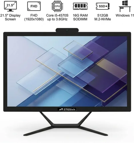 Miniatura 2 de STGSivir Computadora de escritorio todo en uno, pantalla FHD de 21.5 pulgadas, Intel Core i5 de hasta 3.6 GHz, memoria 16G, SSD 512G, WiFi 5