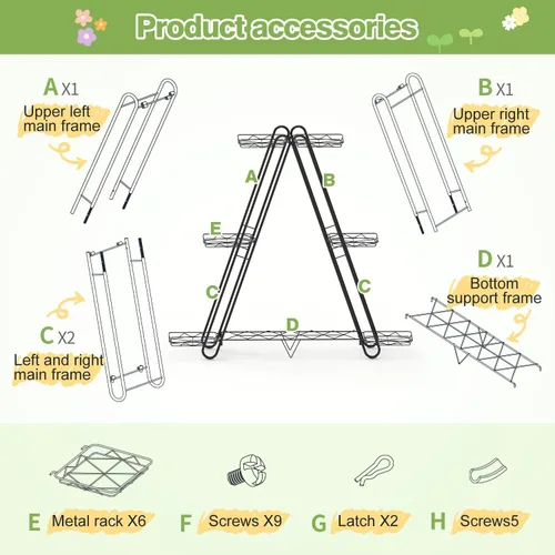 Miniatura 7 de DiiKoo Soporte de Metal Resistente para Plantas, Estantería y Estante de Plantas para Interior y Exterior - 3 Niveles 7 Macetas, Soporte