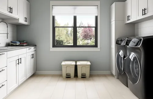 Miniatura 2 de Safco Cubo de basura de plástico para interiores, eliminación de manos libres, 8 galones, color marrón