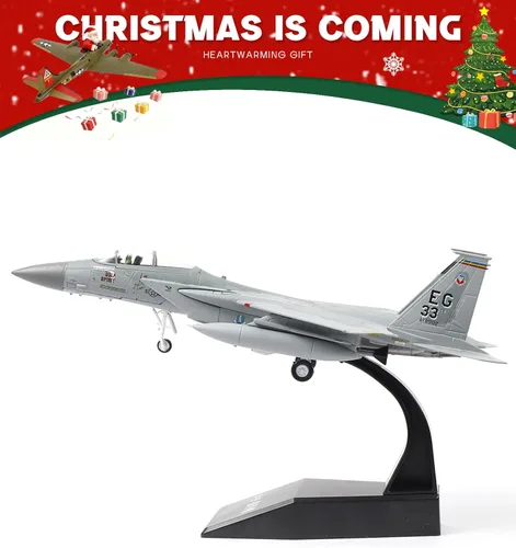 Miniatura 6 de NUOTIE El modelo F-15C American Eagle Aircraft es un modelo de avión de combate de metal fundido a presión de doble motor 1:100, adecuado para fines