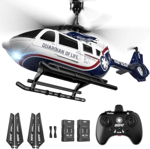 DEERC Helicóptero RC, helicóptero de control remoto de rescate para niños y adultos, helicóptero de juguetes con retención de altitud, despegue y