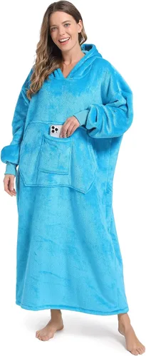 Miniatura 13 de FUSSEDA - Sudadera con manta portátil de gran tamaño, forro polar cálido y grueso con capucha sherpa acogedora con bolsillos y mangas. Regalo