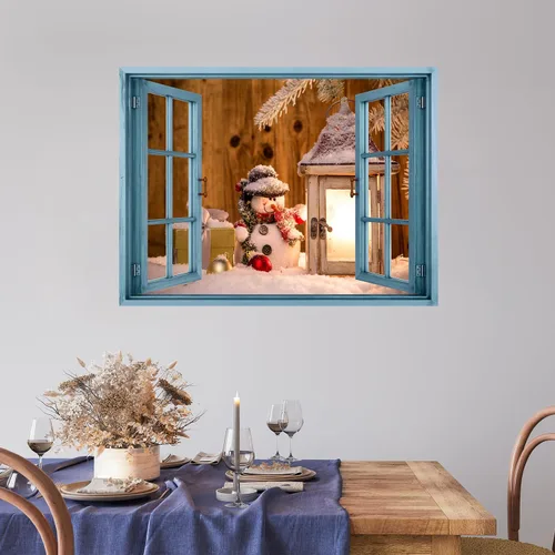 Miniatura 32 de wall26 Adhesivo de Pared Papá Noel Llevando Regalos Ventana Abierta Mural, No Se Despega y No Se Pega, Papel Tapiz No Tejido Decorativo