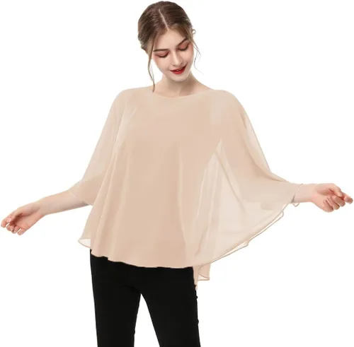 Miniatura 4 de Capas para mujer, chal de gasa casual, capa de gasa transparente, chal y envoltura, poncho capelets