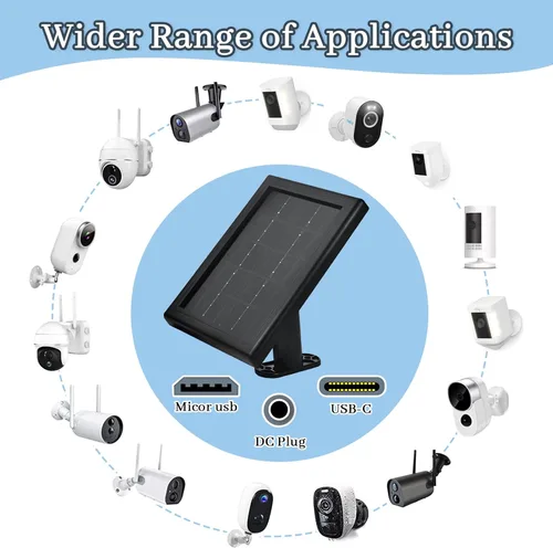 Miniatura 2 de Cargador de panel solar para cámara Ring, cargador solar 5V 3.5W compatible con batería de cámara Ring Stick Up Cam para vigilancia inalámbrica
