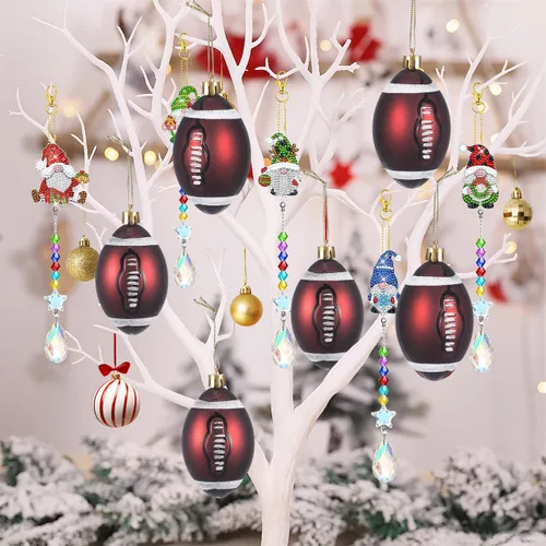 Miniatura 5 de Toyvian 6 adornos de fútbol de Navidad, decoraciones de bolas de árbol de Navidad para deportes de fútbol, decoraciones de fiesta de Navidad
