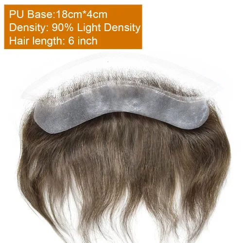 Miniatura 3 de Peluca frontal de encaje francés para hombre para línea capilar en forma de V, piel fina, polipoliuretano, sistema de cabello humano natural