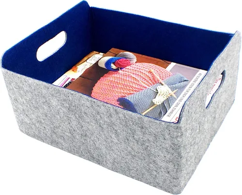Miniatura 33 de Welaxy Cestas de almacenamiento plegables de fieltro, cubos de almacenamiento para estantes, caja de fieltro para niños, juguetes, revistas, libros