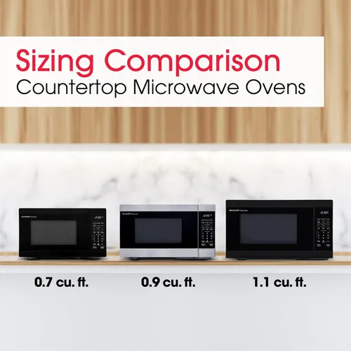 Miniatura 5 de SHARP Horno microondas compacto de encimera con plato giratorio de carrusel extraíble de 10 pulgadas, 700 vatios, 0.7 pies cúbicos, negro