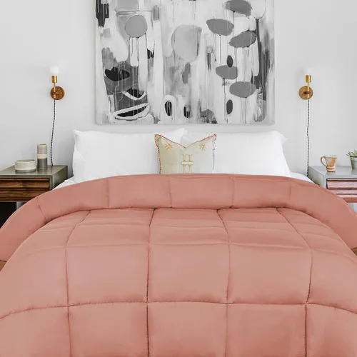 Miniatura 20 de Superior Edredón sólido de microfibra cepillada, ropa de cama alternativa de plumón, reversible, peso medio, esponjoso, decorativo, inserto