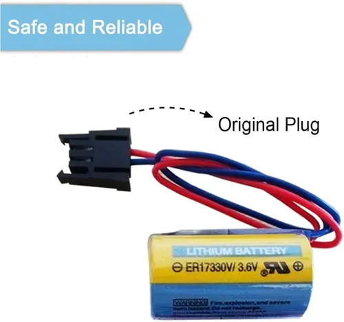 Miniatura 3 de 2 baterías PLC ER17330V/3.6V 1700mAh A6BAT MR-BAT con enchufe para sistema CNC FANUC