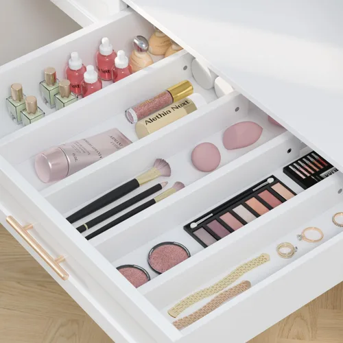 Miniatura 4 de Divisor de bambú para cajones de cocina, paquete de 4, organizador de cajones de utensilios ajustable de 17-22 pulgadas para tocador, baño, Blanco