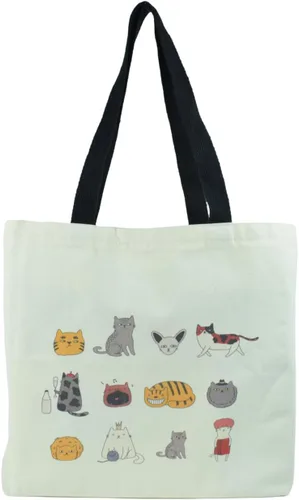 Bonita bolsa de mano para mujer con cremallera, divertido bolso con gatos, perros, bolso grande de lona para el hombro