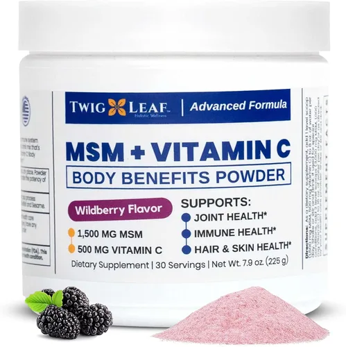 Miniatura 9 de Twig & Leaf MSM + Quercetina en polvo con vitamina C y zinc (fresa y plátano) - Suplemento MSM de apoyo del sistema inmunológico para la salud