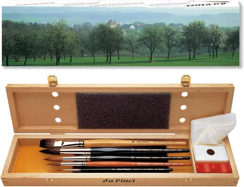 Miniatura 11 de da Vinci Brushes 4250DV - Juego de pinceles para acuarela, tamaño 2, tamaño inclinado 10, ovalado tamaño 12, negro 3