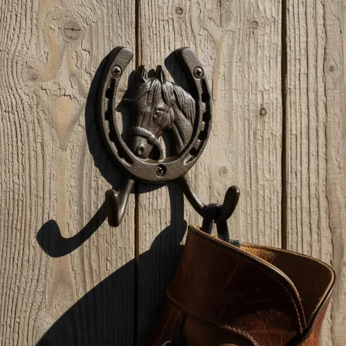 Miniatura 8 de Comfy Hour Gancho de pared de herradura de hierro fundido resistente de 5 pulgadas, soporte decorativo de doble llave para pared, gancho rústico