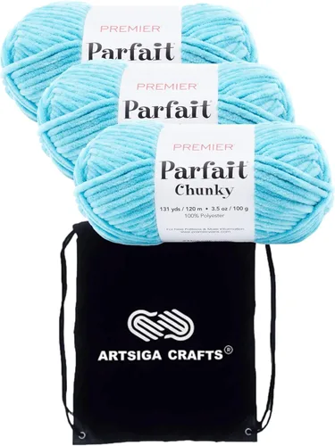 Miniatura 14 de Premier Yarns Parfait Chunky Mushroom 1150-41 (6 madejas - mismo lote de tinte) Peso S Bulky #6 Hilo de poliéster para ganchillo y punto con bolsa