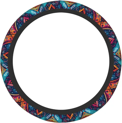 Miniatura 6 de Funda para volante de automóvil, protector antideslizante universal de 15 pulgadas de estilo bohemio oscuro, accesorios elásticos para auto