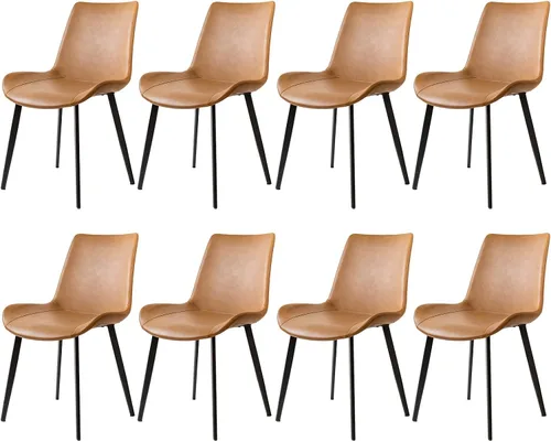 Miniatura 22 de Juego de 2 sillas de comedor modernas, sillas de comedor de cuero PU, sillas de cocina tapizadas con respaldo ergonómico y patas de metal