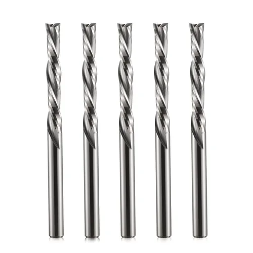 Miniatura 10 de Broca de corte descendente de 1/8 pulgadas, corte hacia abajo, espiral, fresadora CNC, fresadora de carburo de tungsteno, juego de 5