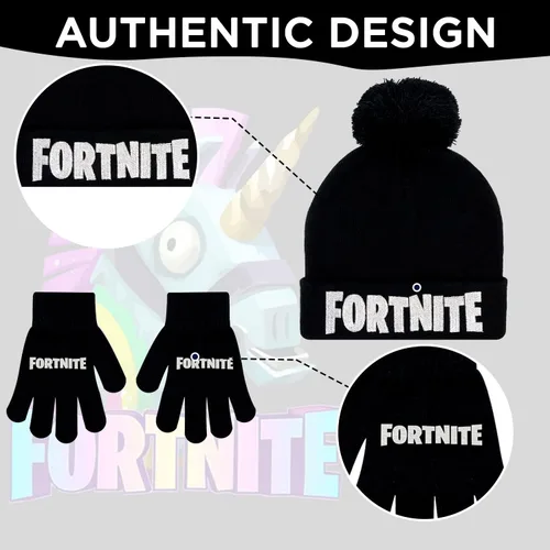 Miniatura 5 de FORTNITE Conjunto de 2 piezas de gorro de invierno y guantes de nieve para niños