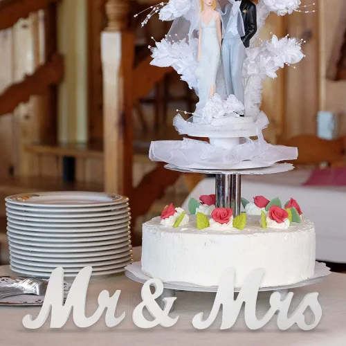 Miniatura 4 de Decoración de mesa con texto en inglés "Mrs & Mr Sign", letras para accesorios de fotos de boda, decoración de carteles de fiesta (blanco)