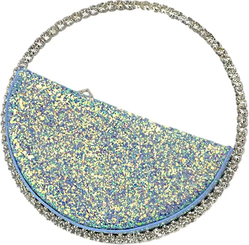 Mini corazón forma redonda Rhinestone embrague bolso bolso marco diamante brillo lentejuelas brillantes bolso de noche boda fiesta