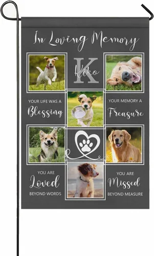 Miniatura 11 de Bandera conmemorativa personalizada para perros, banderas personalizadas con nombre de foto de mascota perdida, conmemoración para perros, Bandera