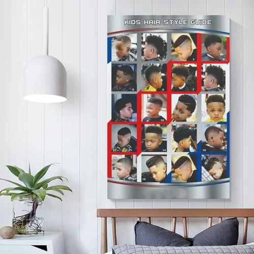 Miniatura 13 de Póster de peluquería para decoración de pared, peinados infantiles, estilos de cabello modernos para niños, pinturas artísticas de pared, lienzo