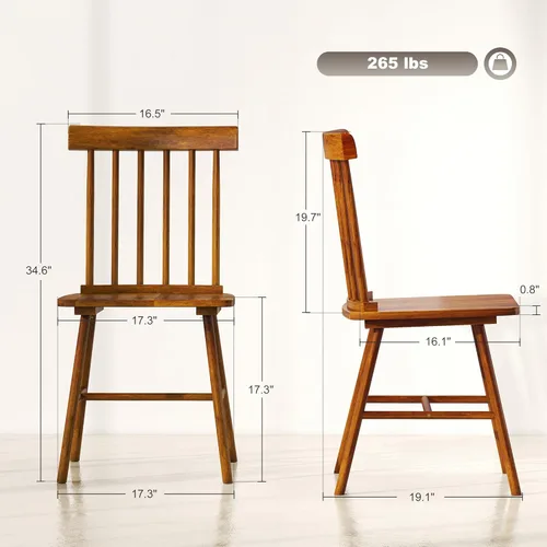 Miniatura 7 de HOMCOM Juego de 4 sillas de comedor Windsor, sillas de cocina de madera estilo granja con estructura de madera de goma y respaldo de aspas para Negro