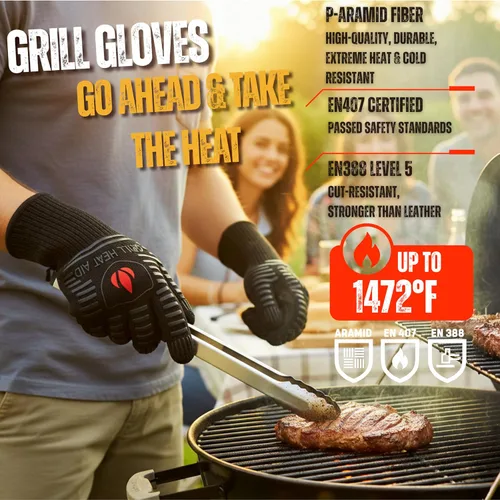 Miniatura 3 de Guantes de parrilla y barbacoa GRILL HEAT AID para asar y cocinar, Algodón