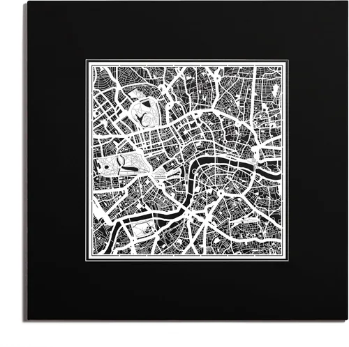 Miniatura 12 de O3 Design Studio Mapa de corte de papel Madrid negro mate de 20 x 20 pulgadas