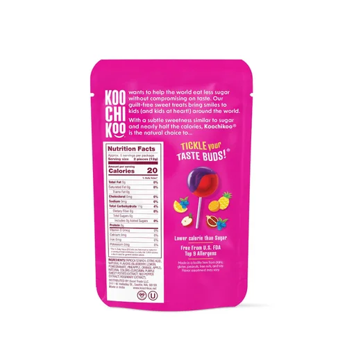 Miniatura 2 de Koochikoo Bolsa de paletas sin azúcar, sabores de frutas surtidos, sin azúcar añadido, sin gluten y vegano (10 unidades (paquete de 3))