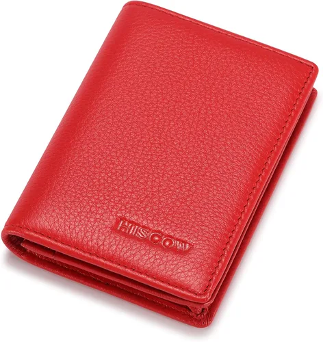 Miniatura 9 de Funda de piel para tarjetas de visita para hombres y mujeres, piel de becerro italiana Rojo guijarro