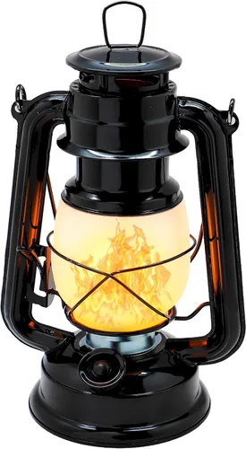 YAKii Farol de llama vintage LED de metal para colgar al aire libre con llama bailarina funciona con pilas Halloween decoración interior al aire