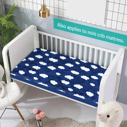 Miniatura 4 de Juego de sábanas protectoras de colchón ajustables impermeables Pack and Play, compatible con Graco Pack n Play & Dream On Me & Pamo Babe, para Nube