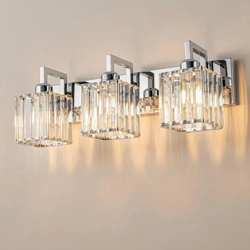 Miniatura 54 de Lámpara de tocador moderna de 2 luces de níquel cepillado, lámpara de tocador de cristal, luz de pared de baño, accesorios de iluminación de baño