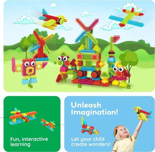 Miniatura 5 de Picasso Toys Bloques de Erizo 4 Figuras de Personajes de Acción Familiar Juguete para Niños Pequeños Construcción Bloques de Baldosas Paquete