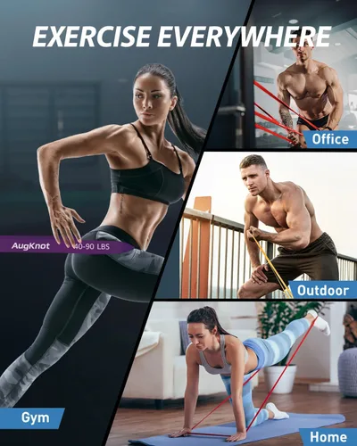 Miniatura 6 de AugKnot Resistance Bands for Working Out: 5-Levels Exercise Bands Set - Pull Up Assistance Elastic Silicone - Physical Therapy/Training/Stretching