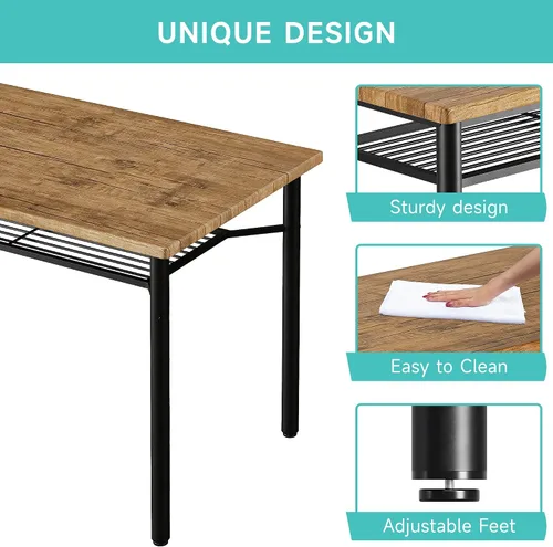Miniatura 10 de IDEALHOUSE Juego de mesa de comedor de 5 piezas para 4, mesa de cocina y sillas para 4 con estante de almacenamiento, juego de mesa de comedor